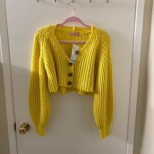 NWT Urban Outfitters Yellow Knit Cardigan Size XS